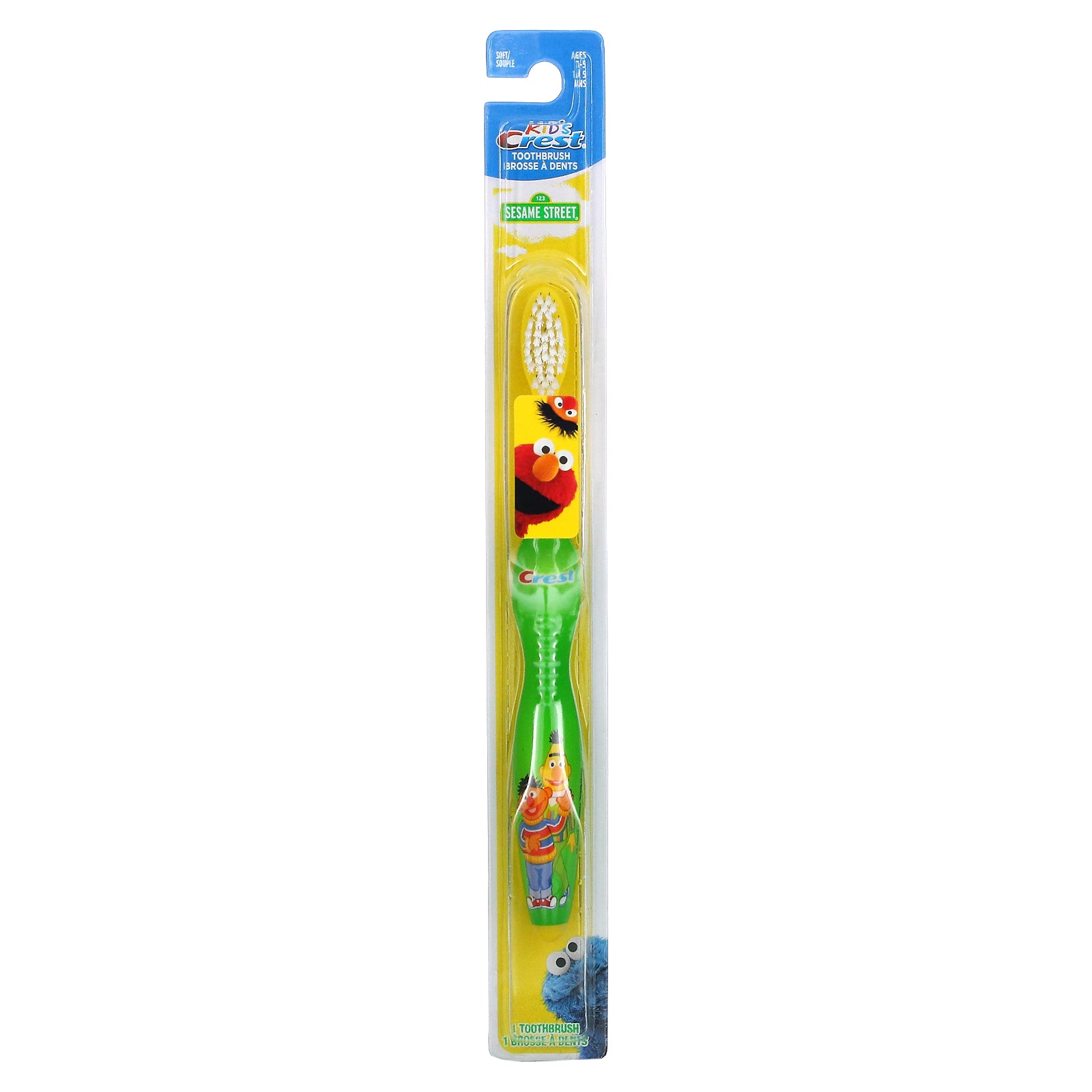 Crest, Kids, Toothbrush, Soft, Age 1-5 Years, Sesame Street, 1 Toothbrush