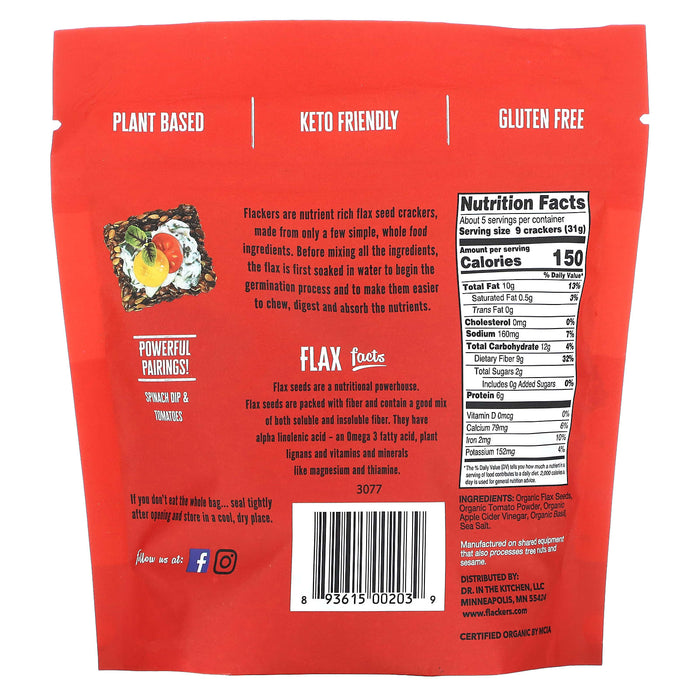 Flackers, Flax Seed Crackers, Tomato & Basil, 5 oz (142 g)