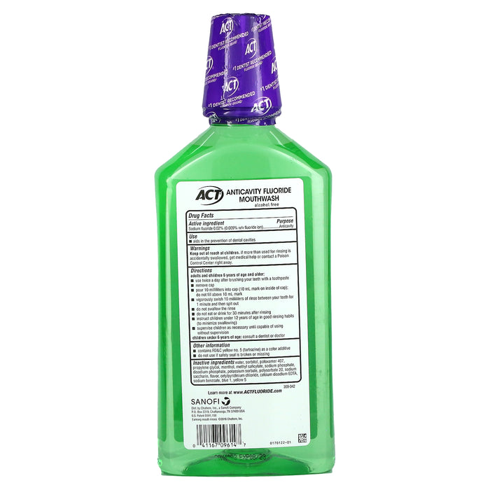 Act, Total Care Anticavity Fluoride Mouthwash, Alcohol Free, Fresh Mint, 33.8 fl oz (1 L)