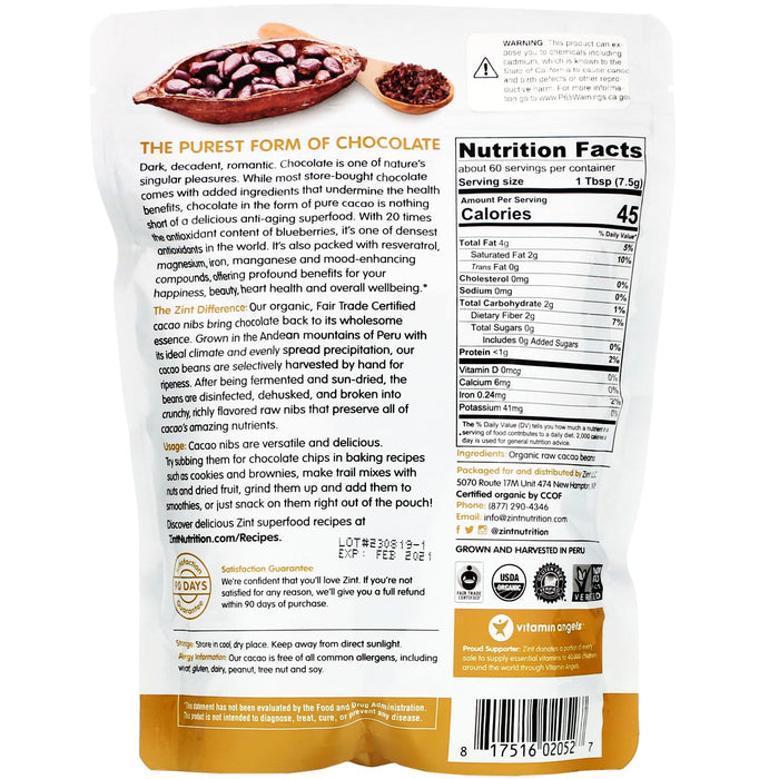 Zint, Raw Organic Cacao Nibs, 32 oz (907 g)