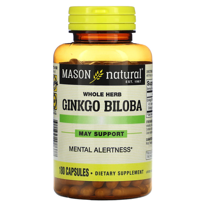 Mason Natural, Whole Herb Ginkgo Biloba, 180 Capsules