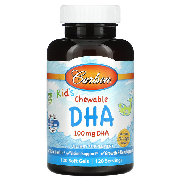 Carlson, Kid's Chewable DHA, Bursting Orange , 100 mg, 120 Soft Gels