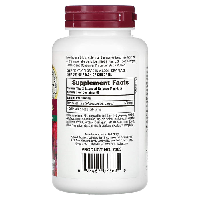 NaturesPlus, Herbal Actives, Red Yeast Rice, 300 mg, 60 Mini-Tablets