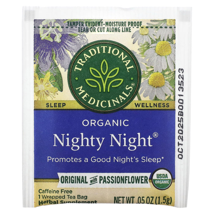 Traditional Medicinals, Organic Nighty Night Extra Tea, Valerian, 16 Wrapped Tea Bags, 0.85 oz (24 g)