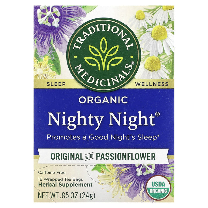 Traditional Medicinals, Organic Nighty Night Extra Tea, Valerian, 16 Wrapped Tea Bags, 0.85 oz (24 g)