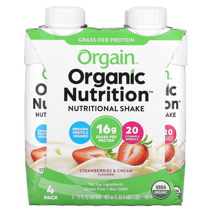 Orgain, Organic Nutrition, Nutritional Shake, Sweet Vanilla Bean, 4 Pack, 11 fl oz (330 ml) Each