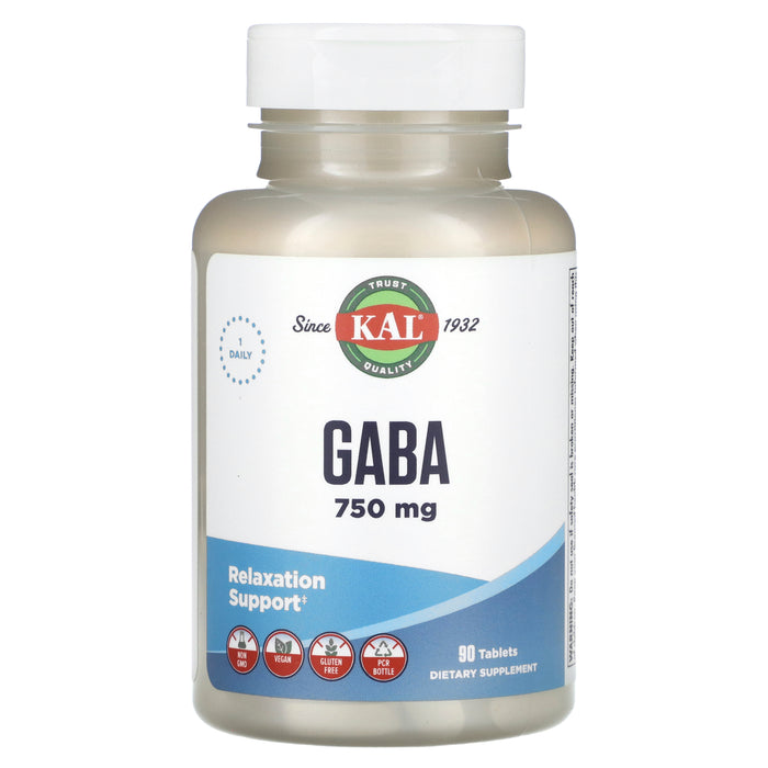 KAL, GABA, 750 mg, 90 Tablets