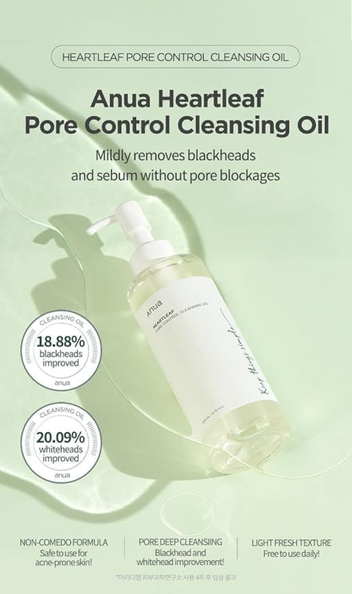 ANUA Heartleaf Pore Control Cleansing Oil, Oil Cleanser for Face, Makeup Blackhead Remover, Korean Skin Care 6.76 Fl Oz(200Ml) (Original)