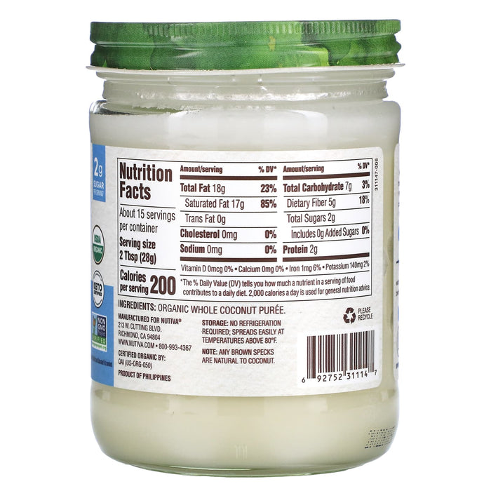 Nutiva, Organic Coconut Manna, Pure and Delicious Coconut Butter, 15 oz (425 g)