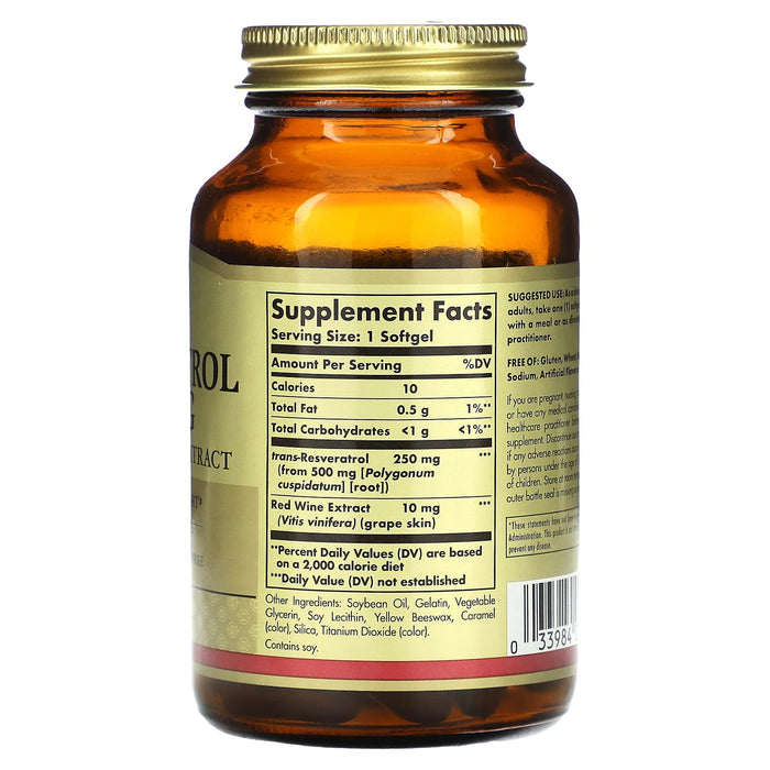 Solgar, Resveratrol, 250 mg, 60 Softgels