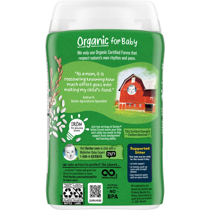 Gerber, Organic for Baby, 1st Foods, Rice Cereal, 8 oz (227 g)
