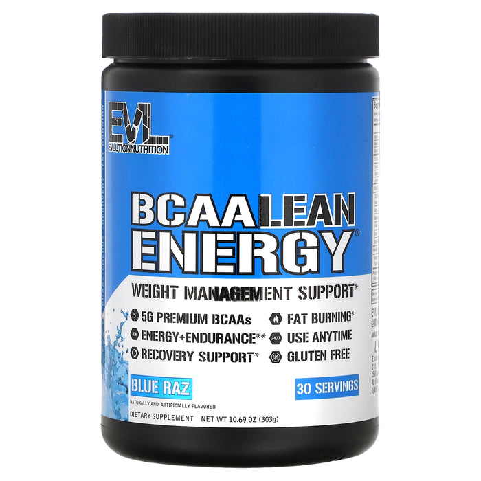 EVLution Nutrition, BCAA LEAN ENERGY, Weight Management Support, Blue Raz, 10.69 oz (303 g)