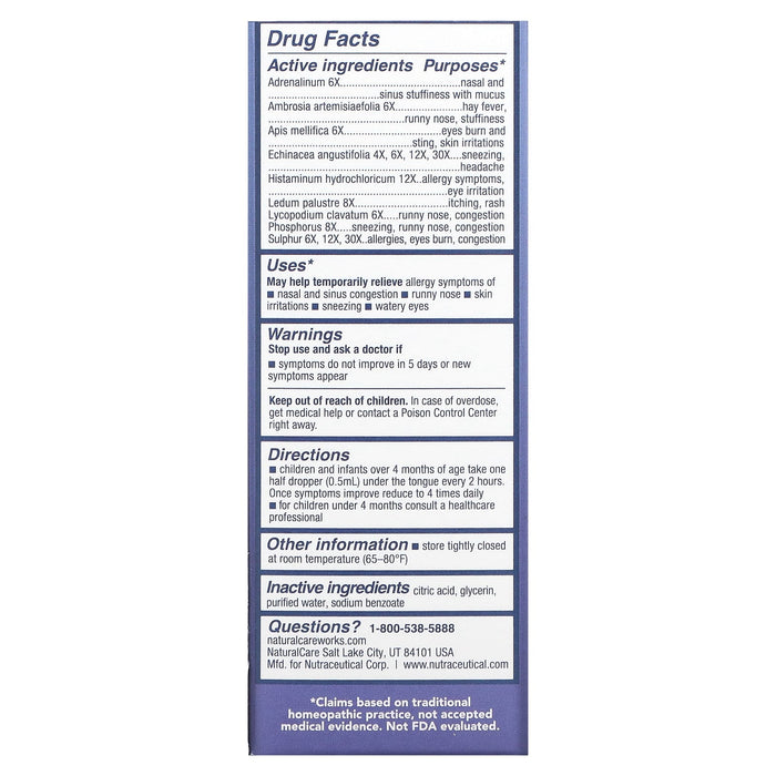 NatraBio, Children's Allergy Care, 4 Months and Up, Liquid Drops, 1 fl oz (30 ml)