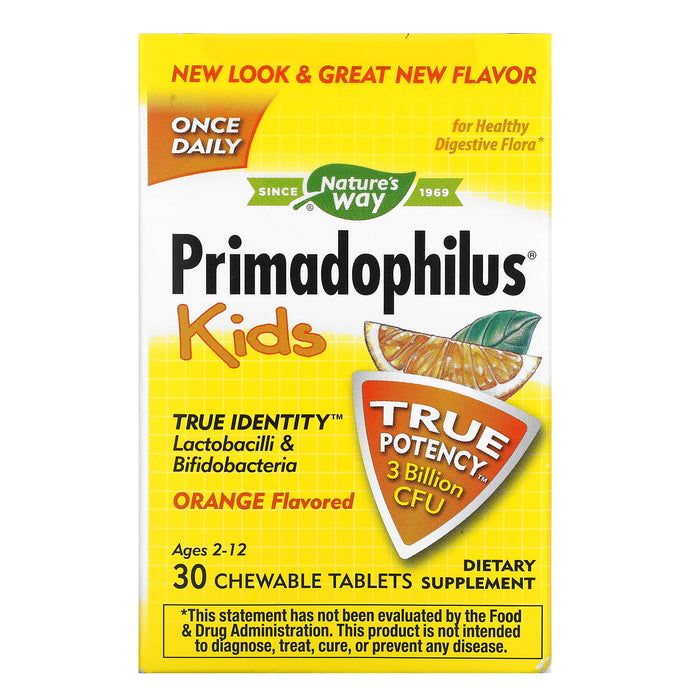 Nature's Way, Primadophilus, Kids, Age 2-12, Cherry , 3 Billion CFU, 30 Chewable Tablets