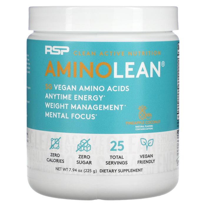 RSP Nutrition, AminoLean, 5 g Vegan Amino Acids + Anytime Energy, Acai, 7.94 oz (225 g)