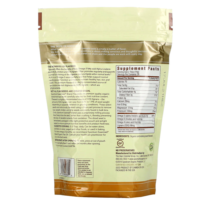 Spectrum Essentials, Organic Ground Premium Flaxseed, 14 oz (396 g)