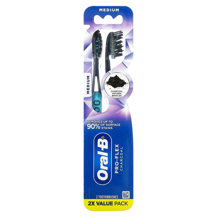 Oral-B, Pro-Flex Charcoal Toothbrush, Medium, 2 Pack