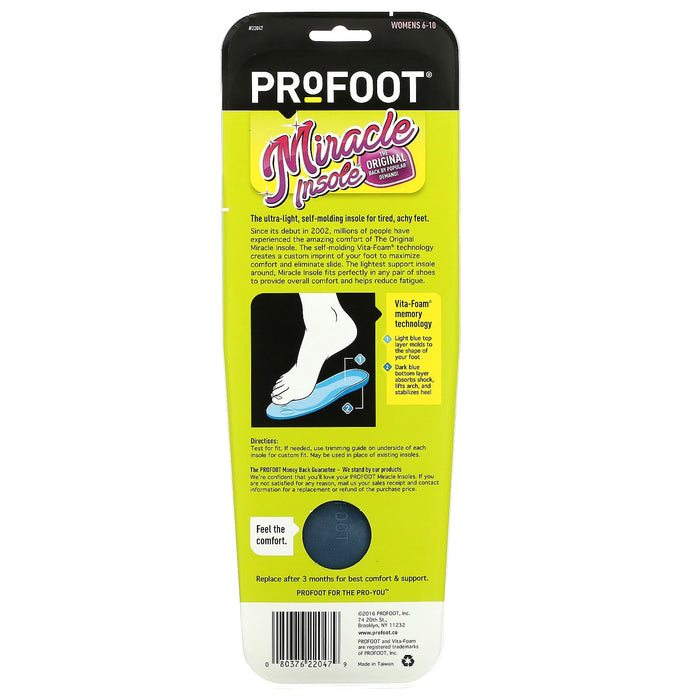 Profoot, Miracle Insole, Womens 6-10, 1 Pair
