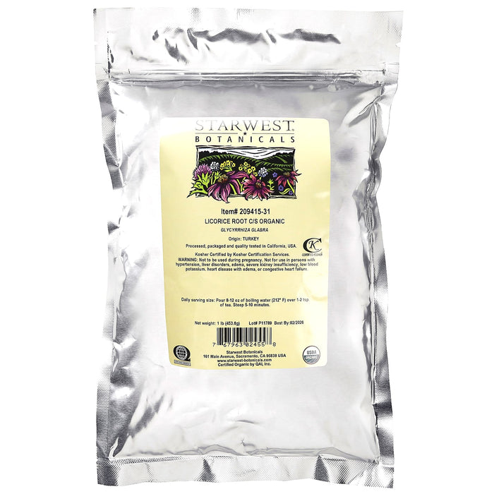 Starwest Botanicals, Organic Licorice Root C/S, 1 lb (453.6 g)