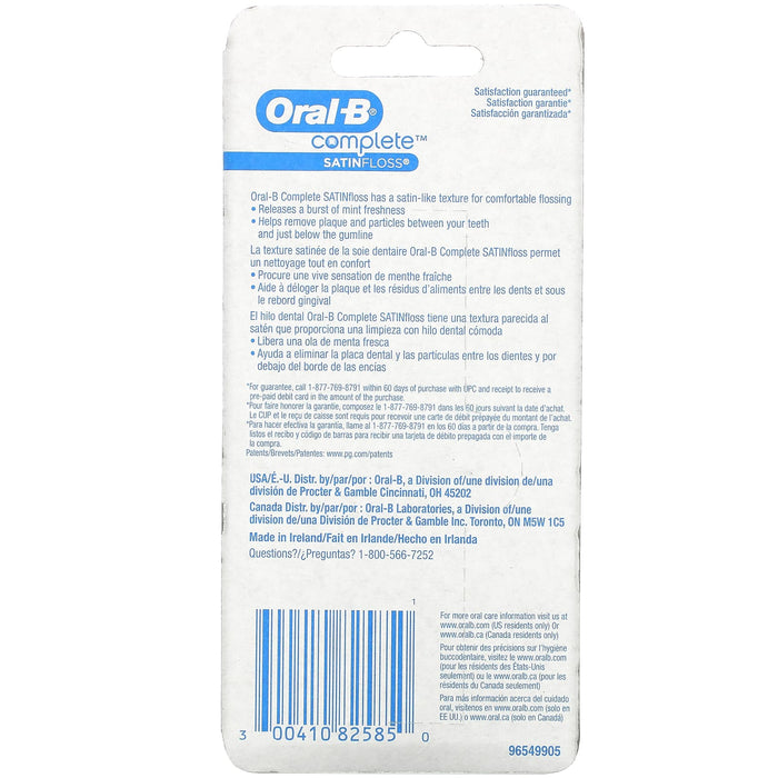 Oral-B, Complete, Satin Floss, Mint, 2 Pack, 54.6 yd (50 m) Each