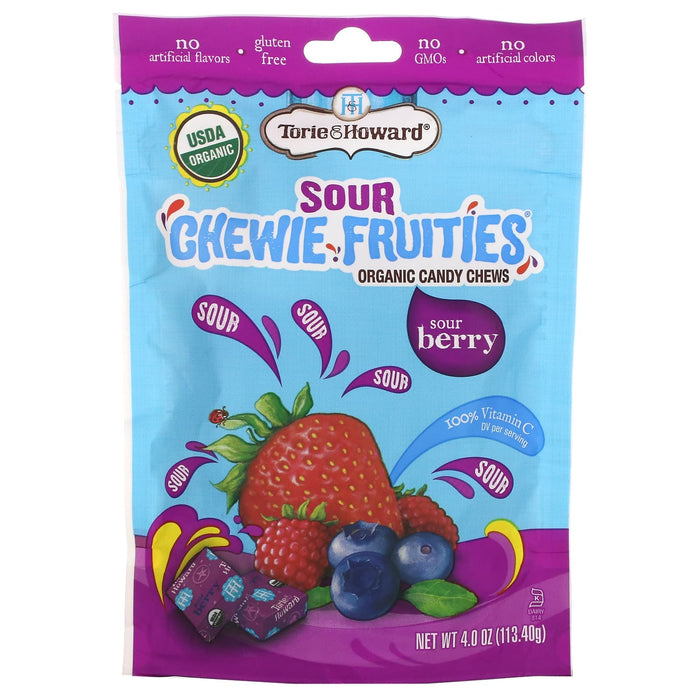 Torie & Howard, Sour Chewie Fruities, Organic Candy Chews, Sour Berry, 4 oz (113.40 g)