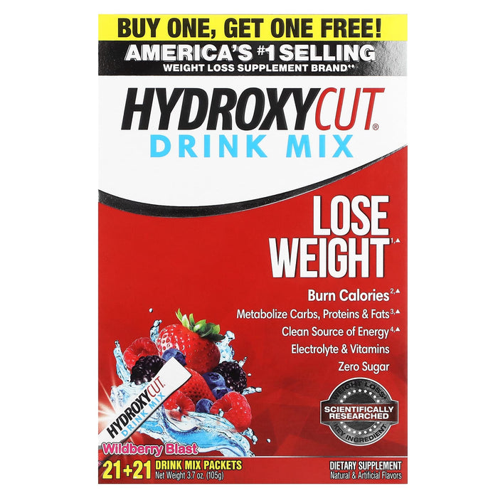 Hydroxycut, Weight Loss Drink Mix, Wildberry Blast, 21 Packets, 1.9 oz (53 g)