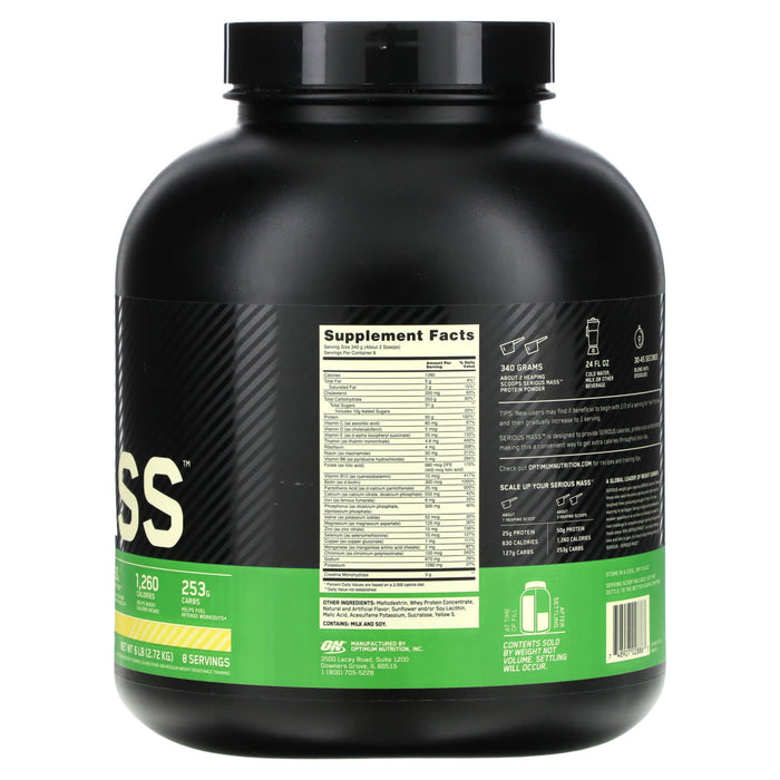 Optimum Nutrition, Serious Mass, Protein Powder Supplement, Vanilla, 6 lb (2.72 kg)