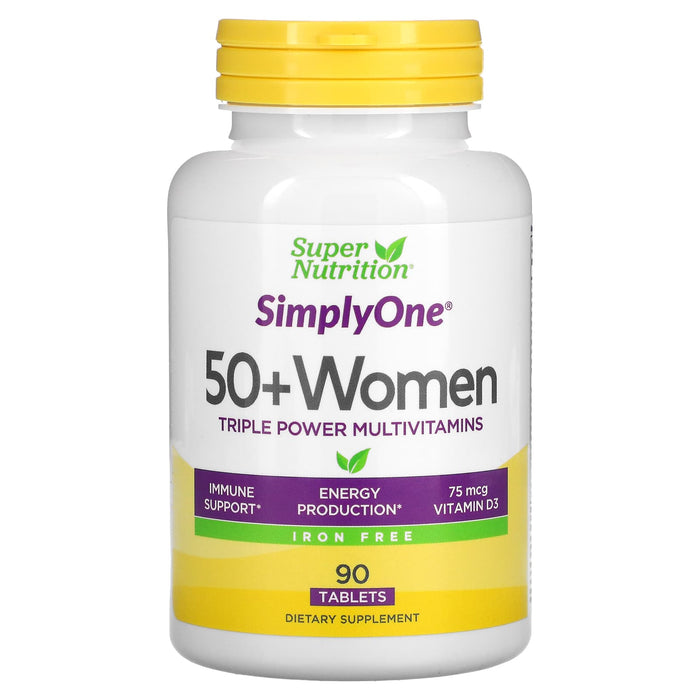 Super Nutrition, SimplyOne, Women’s 50+ Triple Power Multivitamins, Iron Free, 90 Tablets