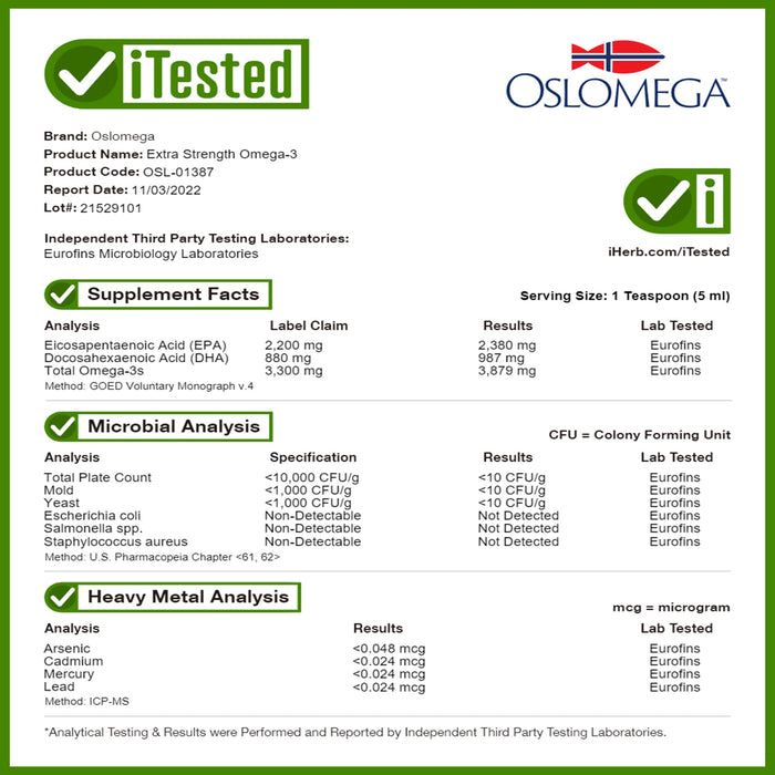 Oslomega, Extra Strength Omega 3 Fish Oil, Natural Lemon Flavor, 3,300 mg, 6.7 fl oz (200 ml)
