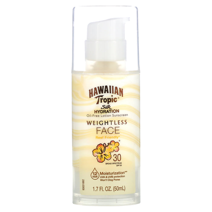Hawaiian Tropic, Silk Hydration, Weightless Face, Oil-Free Sunscreen Lotion, SPF 30, 1.7 oz (50 ml)