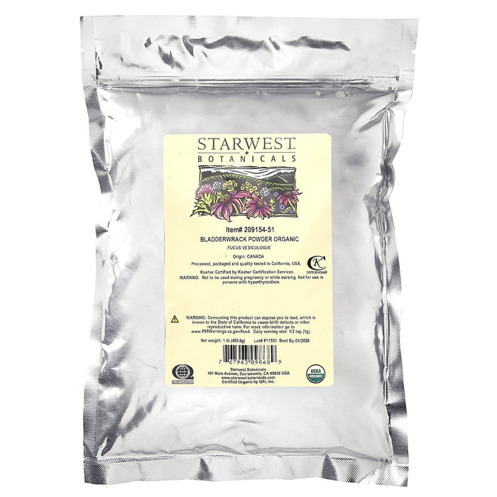 Starwest Botanicals, Organic Bladderwrack Powder, 1 lb (453.6 g)
