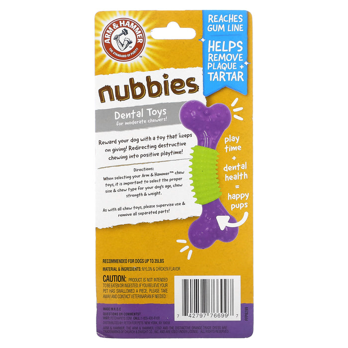 Arm & Hammer, Nubbies, Dental Toys for Moderate Chewers, DuoBone, Chicken, 1 Toy