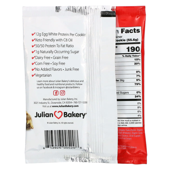 Julian Bakery, Pro Cookie, Peanut Butter Chocolate Chip, 1.96 oz (55.6 g)
