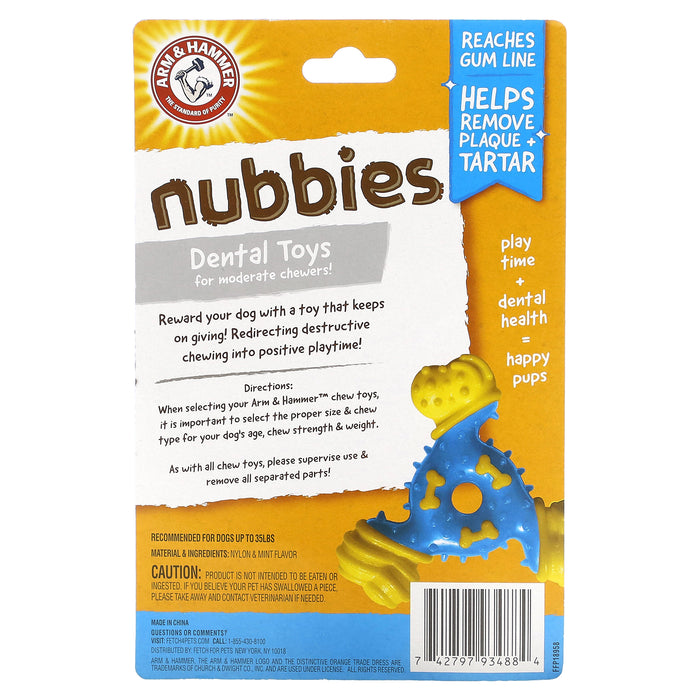Arm & Hammer, Nubbies, Dental Toys for Moderate Chewers, TriOBone, Peanut Butter, 1 Toy