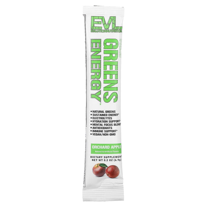 EVLution Nutrition, Stacked Greens Energy, Sample Pack, Orchard Apple, 3 Stickpacks, 0.2 oz (6.9 g) Each
