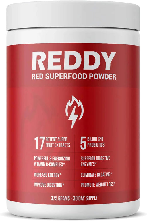 REDDY Superfood Powder: Boost Immunity, Enhance Energy & Vitality, Support Gut Health with 40+ Antioxidants, 20 Fruits & Vegetables, 5 Billion Probiotics - Made in USA