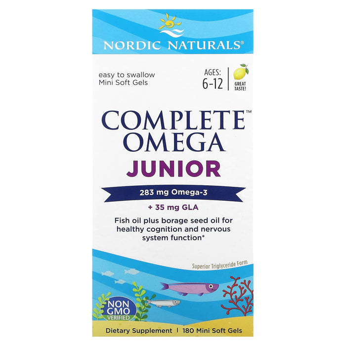 Nordic Naturals, Complete Omega Junior, Ages 6-12, Lemon, 90 Mini Soft Gels