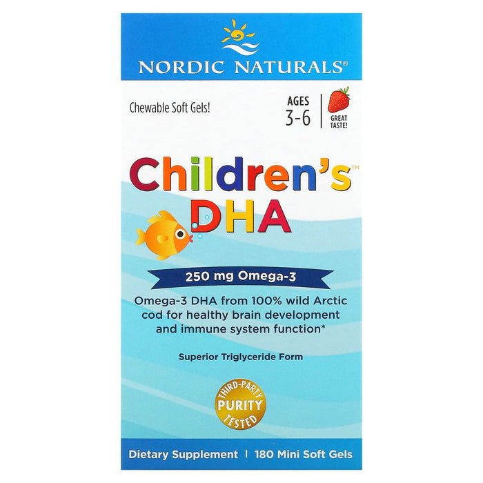 Nordic Naturals, Children's DHA, Ages 3-6, Strawberry, 90 Mini Soft Gels