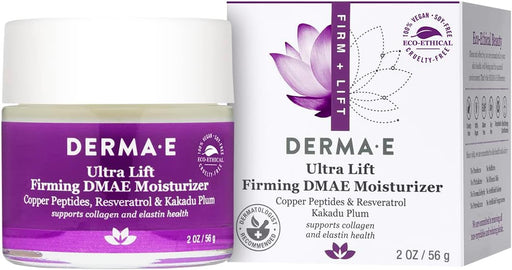 DERMA-E Firming DMAE Moisturizer - Copper Peptides, Resveratrol & Kakadu Plum - Supports Collagen and Elastin Health– Vegan Facial Skin Care, 2Oz