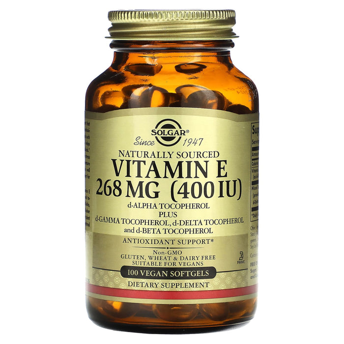 Solgar, Naturally Sourced Vitamin E, 670 mg (1,000 IU), 100 Vegetarian Softgels