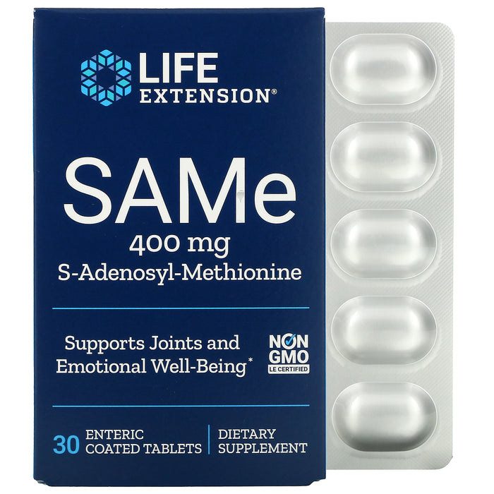 Life Extension, SAMe S-Adenosyl-Methionine, 400 mg, 60 Enteric Coated Vegetarian Tablets