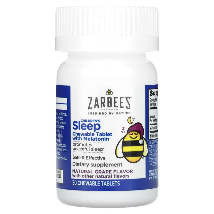 Zarbee's, Children's Sleep with Melatonin, 3 Years+, Natural Grape, 30 Chewable Tablets