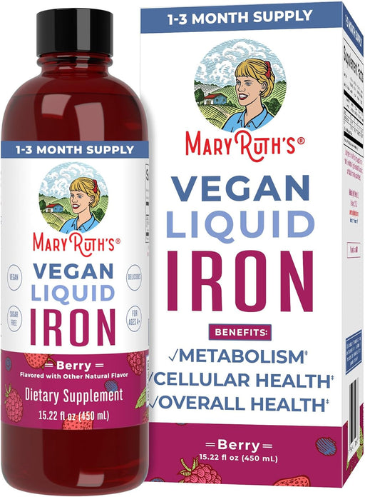 Maryruth Organics Liquid Iron Supplement for Women Men & Kids, Iron for Healthy Blood & Oxygen, Immune Support, Sugar Free, Vegan, Non-Gmo, Gluten Free, 15.22 Fl Oz