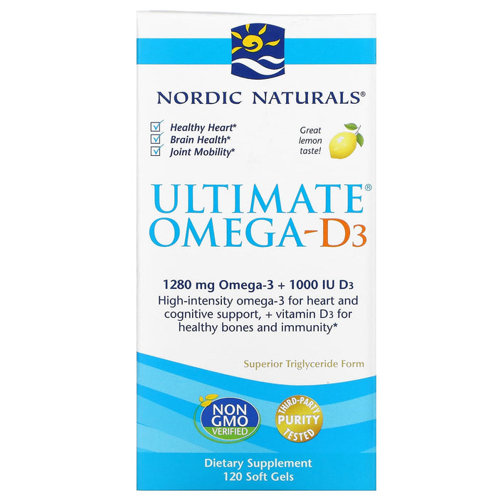 Nordic Naturals, Ultimate Omega-D3, Lemon, 640 mg, 60 Soft Gels