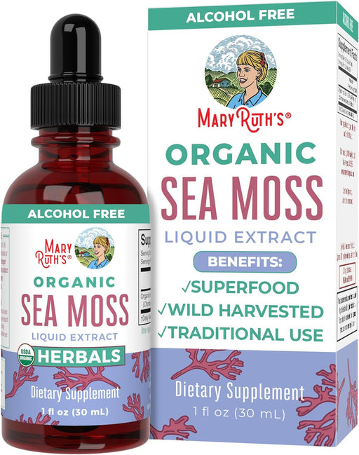 Maryruth Organics Irish Sea Moss Liquid Drops | Sugar Free | Seamoss for Gut Health and Immune Support | Formulated for Adults & Kids Ages 14+ | Unflavored | Vegan | USDA Organic | Non-Gmo | 1 Fl Oz