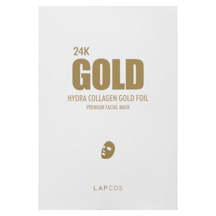 Lapcos, 24K Gold Hydra Collagen Gold Foil, Premium Facial Beauty Sheet Mask, 5 Sheets, 0.88 oz (25 g) Each