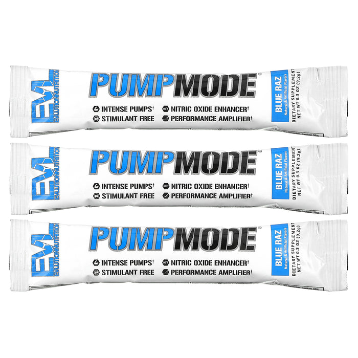 EVLution Nutrition, Pump Mode, Blue Raz, 3 Sticks, 0.3 oz (9.2 g) Each
