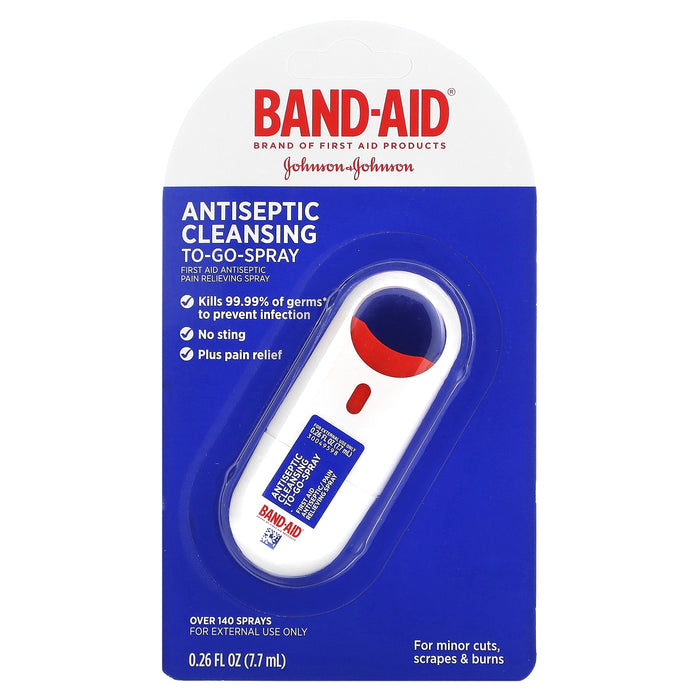 Band Aid, AntiSeptic Cleansing To-Go-Spray, 0.26 fl oz (7.7 ml)