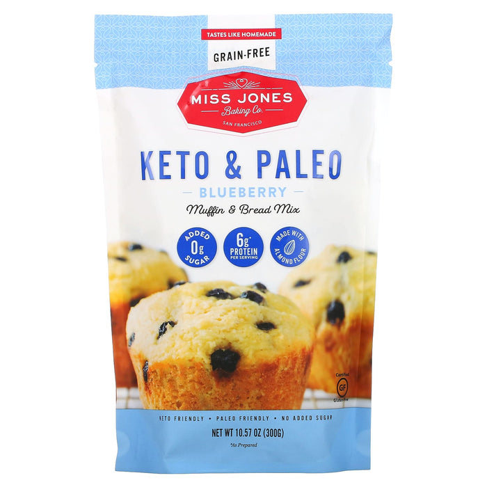 Miss Jones Baking Co, Keto & Paleo Blueberry Muffin & Bread Mix, 10.57 oz (300 g)