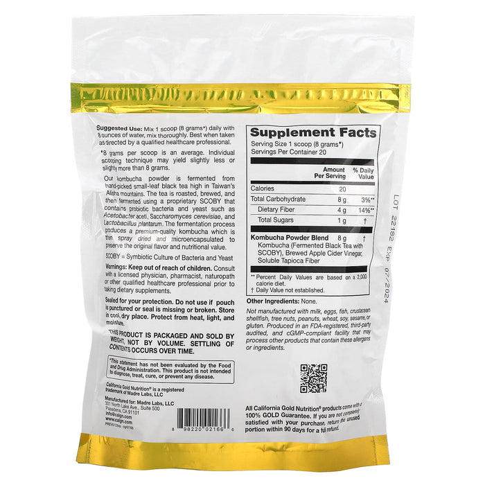 California Gold Nutrition, SUPERFOODS - Kombucha Powder, Unflavored, 5.64 oz (160 g)